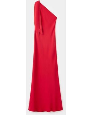 Mango Robe Col Asymétrique Avec Détail Naud Rouge