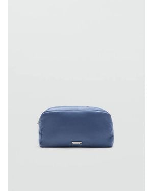 Mango Satin Double-Pocket Vanity Bag - Blue