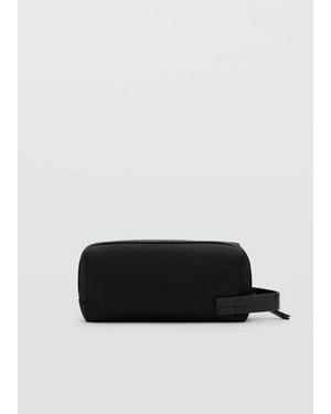 Mango Toiletry Bag With Leather Detail - Black
