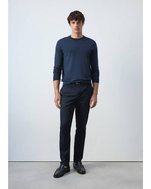 Mango 100% Merino Wool Fine-Knit Jumper - Blue