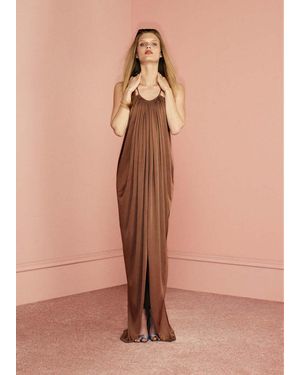 Mango Draped Open-Back Dress - Brown