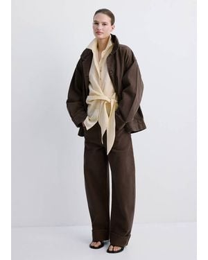 Mango Balloon Jeans With Rolled-Up Hem - Brown