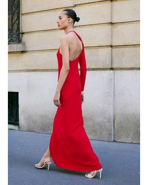 Mango Asymmetrical Open-Back Dress - Red