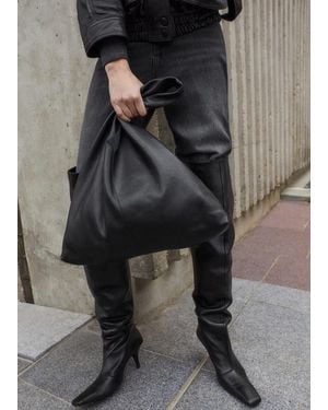 Mango Leather Shoulder Bag - Black