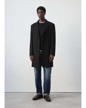Mango Long Wool Coat - Black