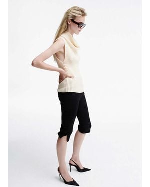 Mango Gilet A Coste Collo Alto Grezzo - Bianco