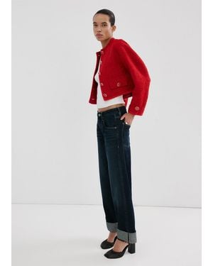 Mango Tweed Jacket With Jewel Buttons - Red