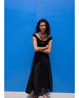 Mango A-Line Skirt With Seams - Blue