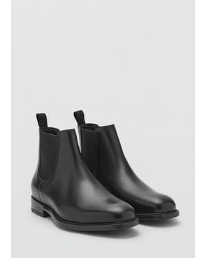 Mango Stivaletti Chelsea Pelle Anticata Nero