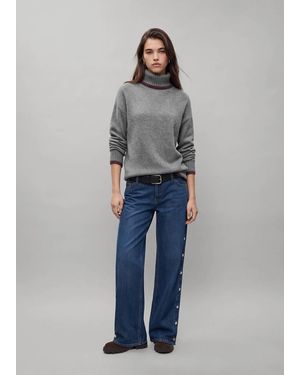 MANGO TEEN Contrast Roll-Neck Jumper - Blue