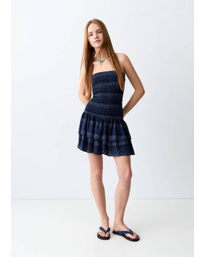 MANGO TEEN Halter-Neck Dress With Open Back - Blue