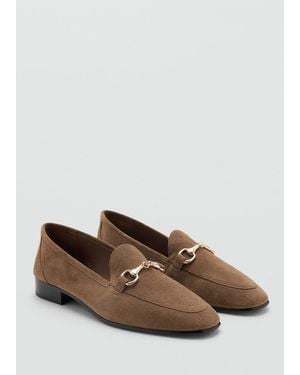 Mango Buckle Leather Moccasins - Brown