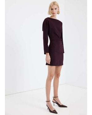 Mango Boat-Neck Ruched Dress - Red