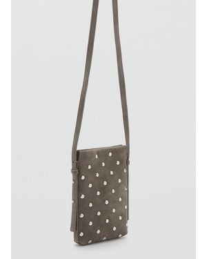 Mango Suede Studded Mobile Case - White