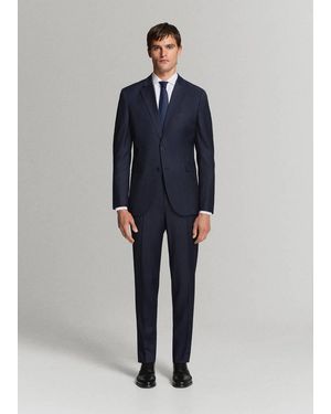 Mango Turin 100% Wool Suit Pants - Blue