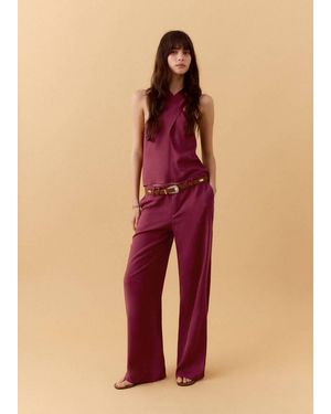 MANGO TEEN Knot Linen Top - Pink