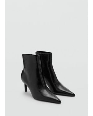 Mango Pointed Heel Ankle Boot - Black
