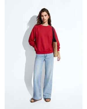 MANGO TEEN Cotton Sweatshirt With Stitching Detail - Red