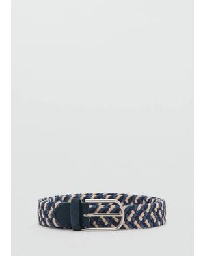 Mango Braided Elastic Coloured Belt - Blue