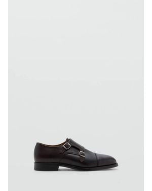 Mango Double Buckle Leather Shoe - Grey