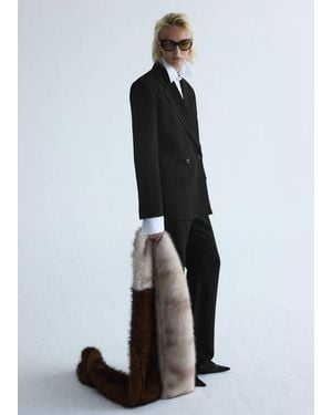 Mango Blazer Costume Double Boutonnage Noir - Blanc
