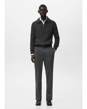 Mango Wool-Blend Jumper With Zip - Black