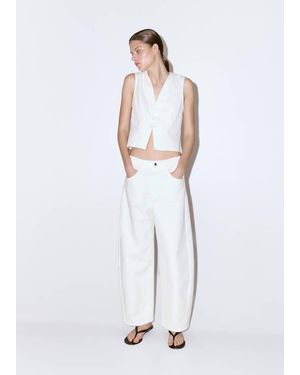 Mango Toggle Denim Top With Frogs - White