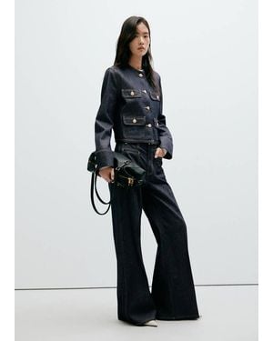 Mango Wide-Leg-Jeans Mit Taschen - Blau