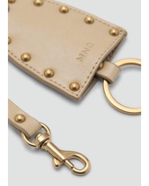Mango Studded Faux-Leather Keychain - Natural