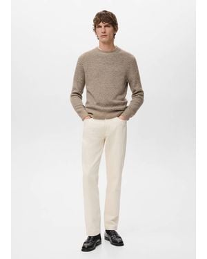 Mango Knit Striped Jumper - Natural