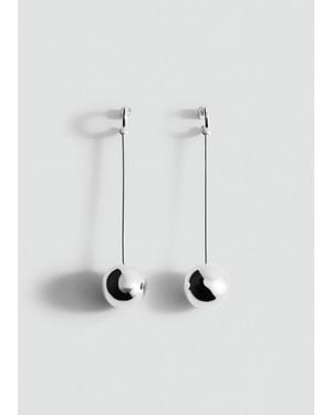 Mango Boucles D'Oreilles Longues Sphère Argent - Blanc