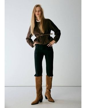 Mango Bottes Suède Talon Bloc Tabac - Multicolore