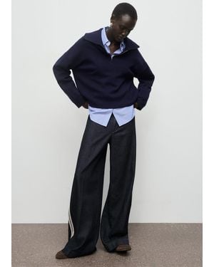 Mango Jeans Wide Leg A Righe Blu