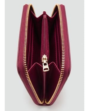 Mango Medium Wallet With Saffiano Effect - Red