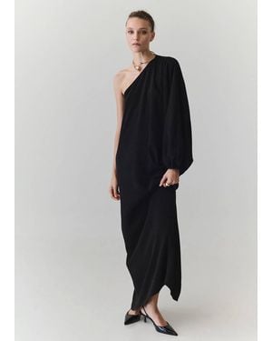 Mango Asymmetric Dress With Necklace Detail - Black