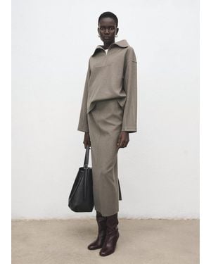 Mango Turtleneck Sweatshirt With Zip - Grey