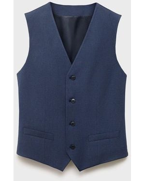 Mango Paris Super Slim-Fit Suit Waistcoat - Blue