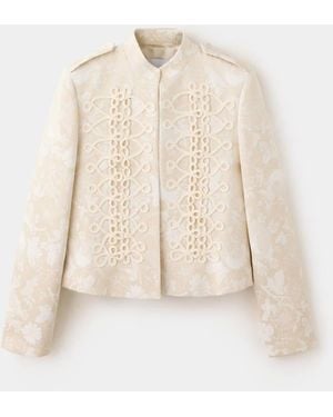 Mango Jacquard Jacket With Frogging Detail - Natural