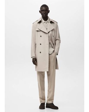 Mango Water-Repellent Belted Trench Coat - Natural