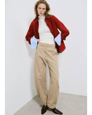 Mango Oversized Suede Shirt - Red