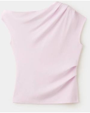 Mango Asymmetrical Ruched T-Shirt - Pink