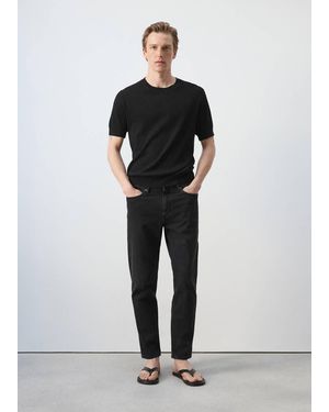 Mango Ben Cropped Tapered-Fit Jeans - Black