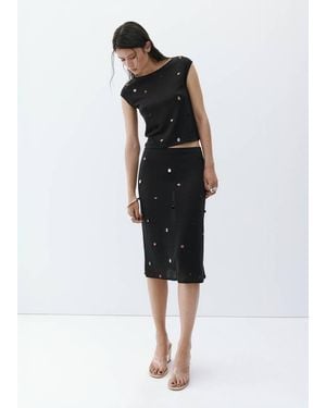 Mango Short-Sleeve Sequin Top - Black
