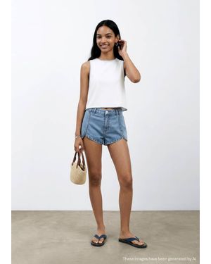 MANGO TEEN Cotton Top With Contrasting Trim - White
