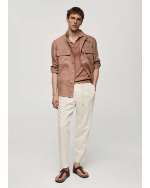 Mango Slim-Fit Pants With Drawstring Off - Natural