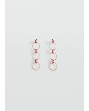 MANGO TEEN Long Beaded Earrings - White