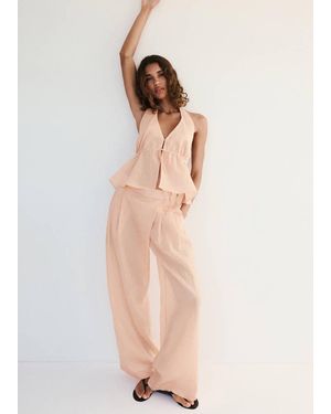 Mango Striped Lyocell Halter Top - Natural