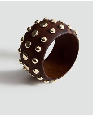 Mango Wooden Studded Bracelet - Brown