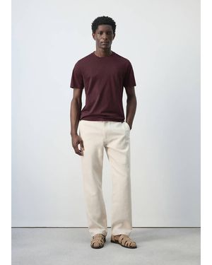 Mango Regular Fit Cotton-Linen Blend Pants - Natural