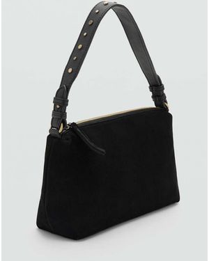 MANGO TEEN Stud Leather Bag - Black